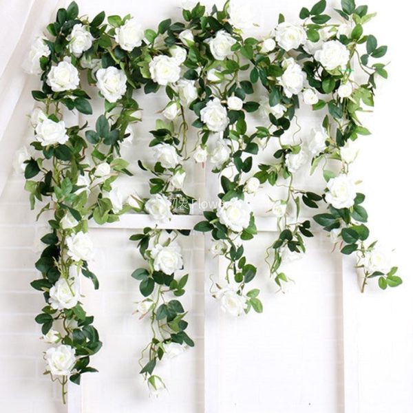 Realistic Hanging Flowers Silk Rose Vines Indoor Outdoor